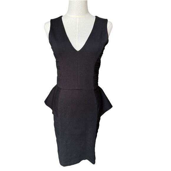 Parker Peplum Bodycon Black ribbed sides Sleeveless Dress size XS - Picture 2 of 15